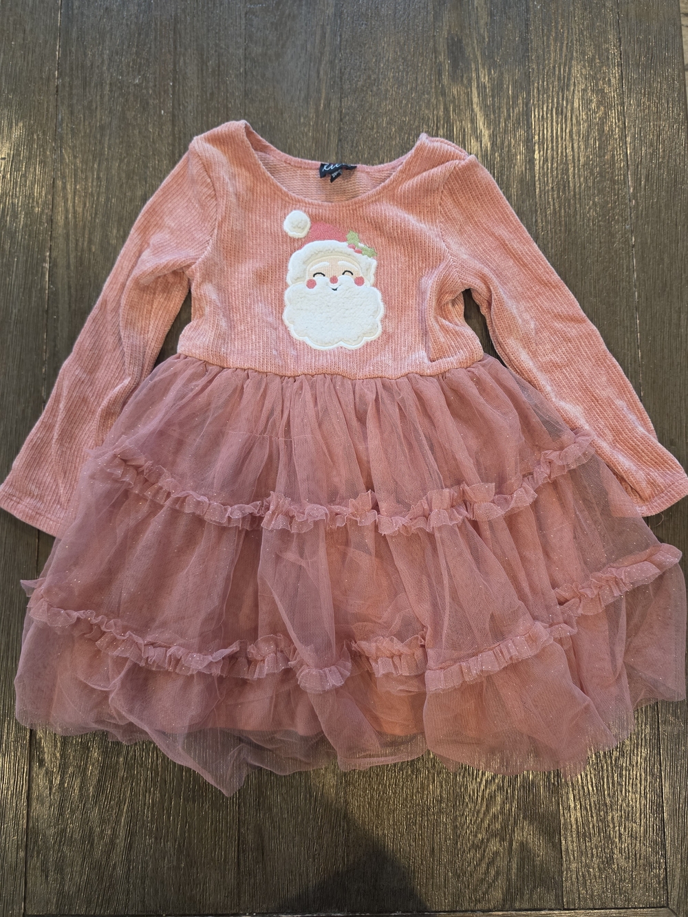Lilt Kids Holiday Santa Tulle Dress - Pink